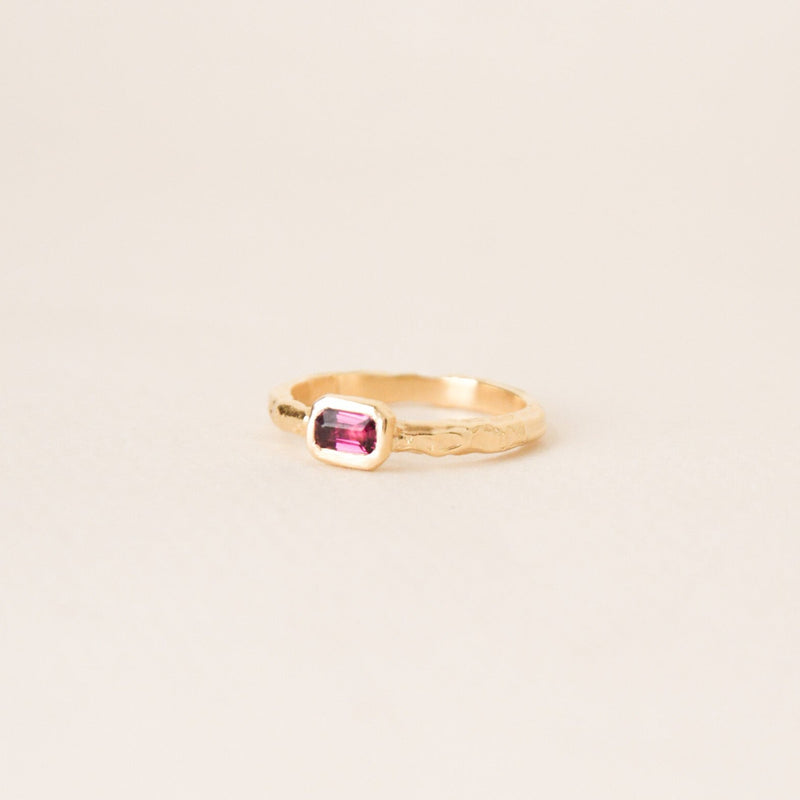 Pièce unique - Bague texturée Tourmaline Fuchsia