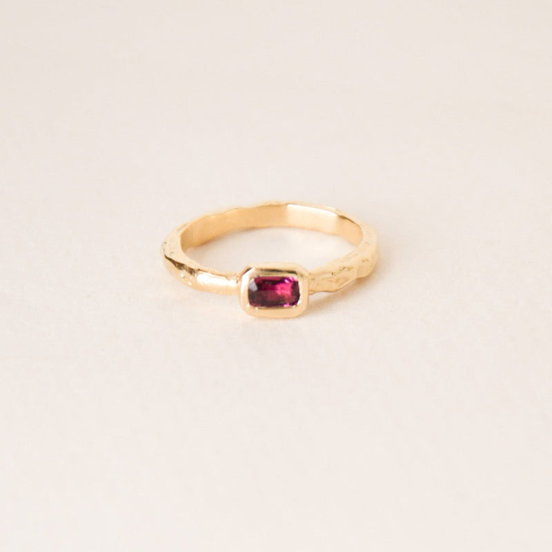 Pièce unique - Bague texturée Tourmaline Fuchsia