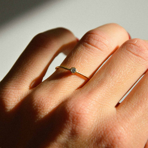 Solitaire fin et diamant - Or 18 carats