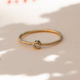 Solitaire fin et diamant - Or 18 carats