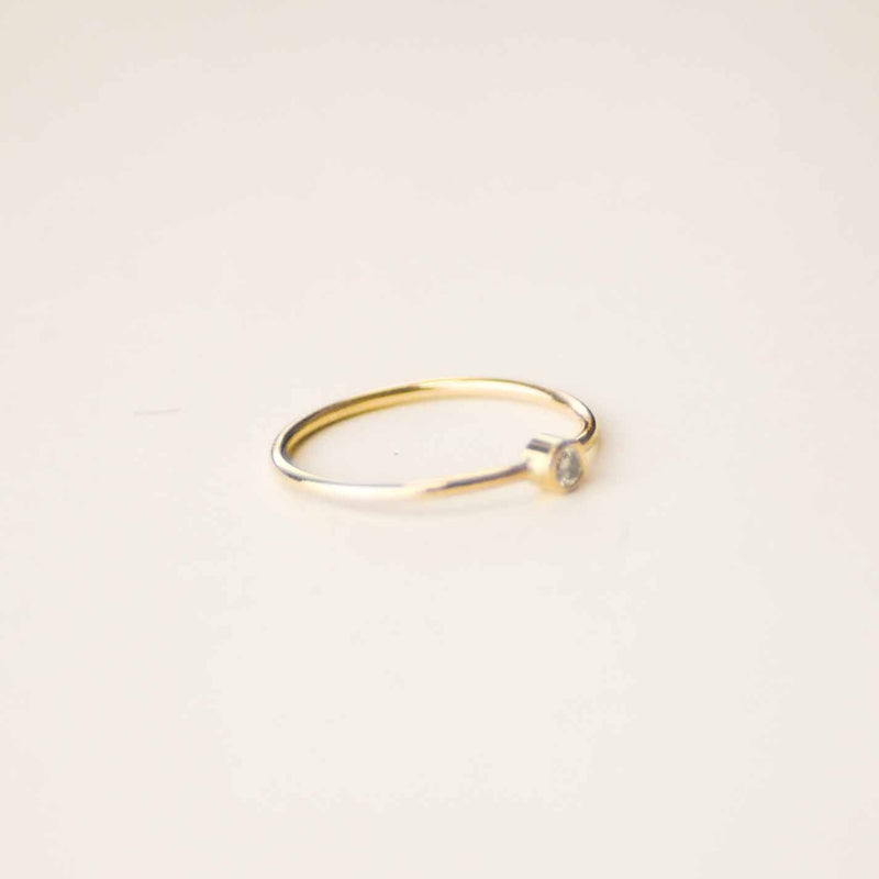 Solitaire fin et diamant - Or 18 carats