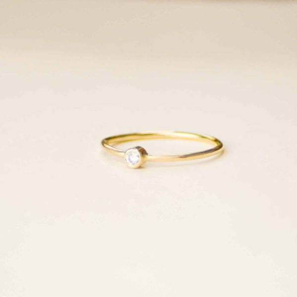 Solitaire fin et diamant - Or 18 carats