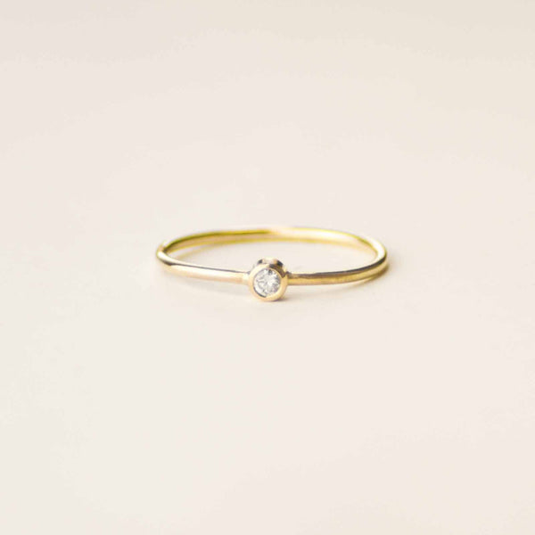 Solitaire fin et diamant - Or 18 carats